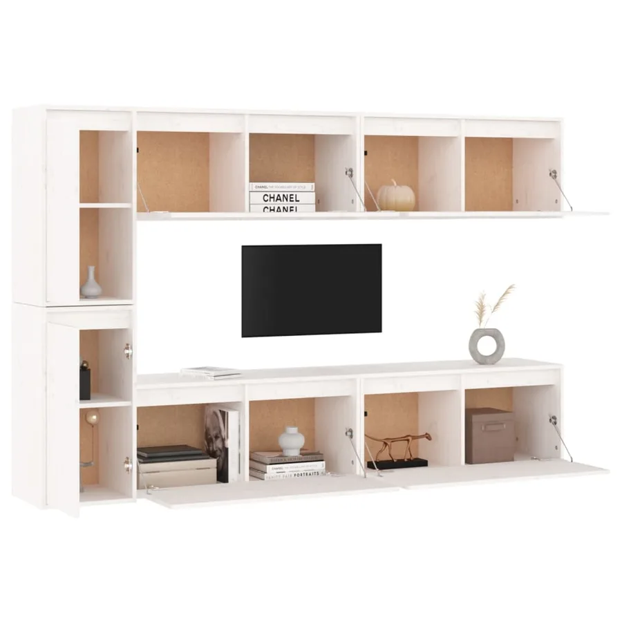 Meubles TV 6 pcs Blanc Bois massif de pin - 4