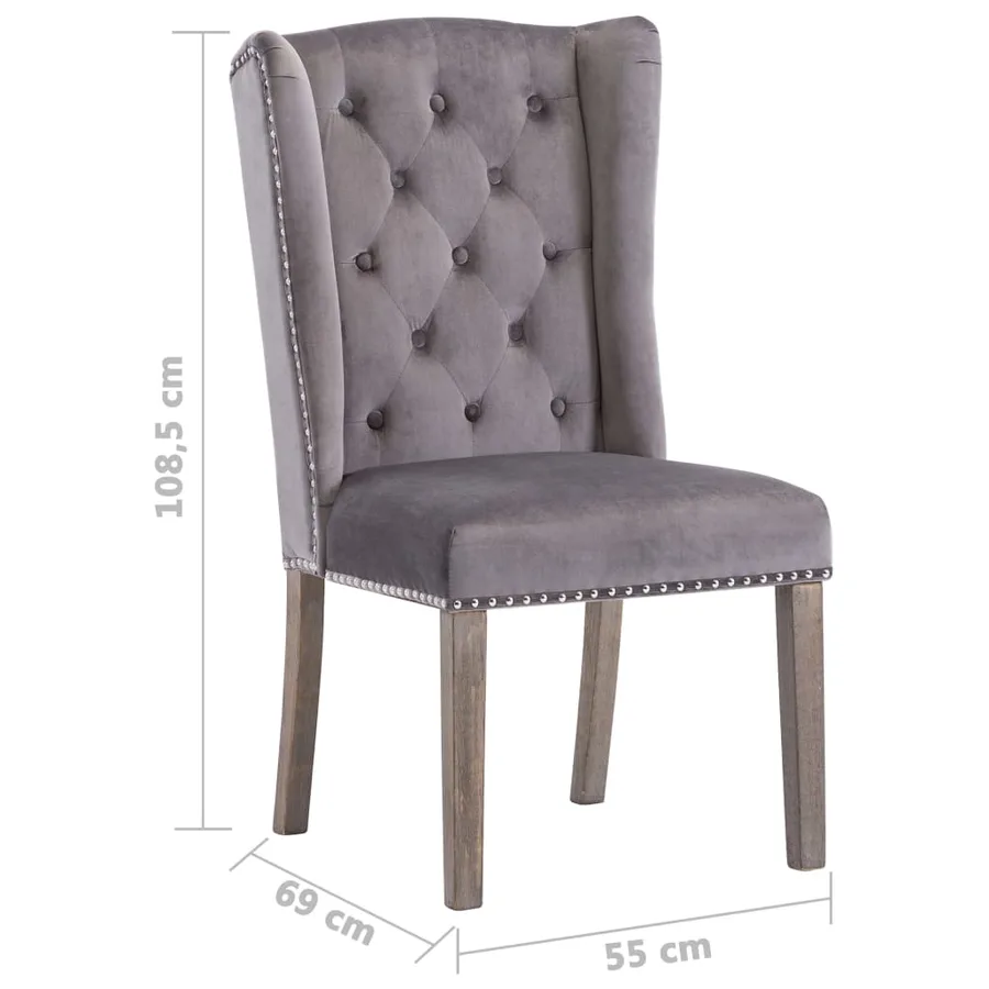 Chaises à manger lot de 2 gris velours - 10