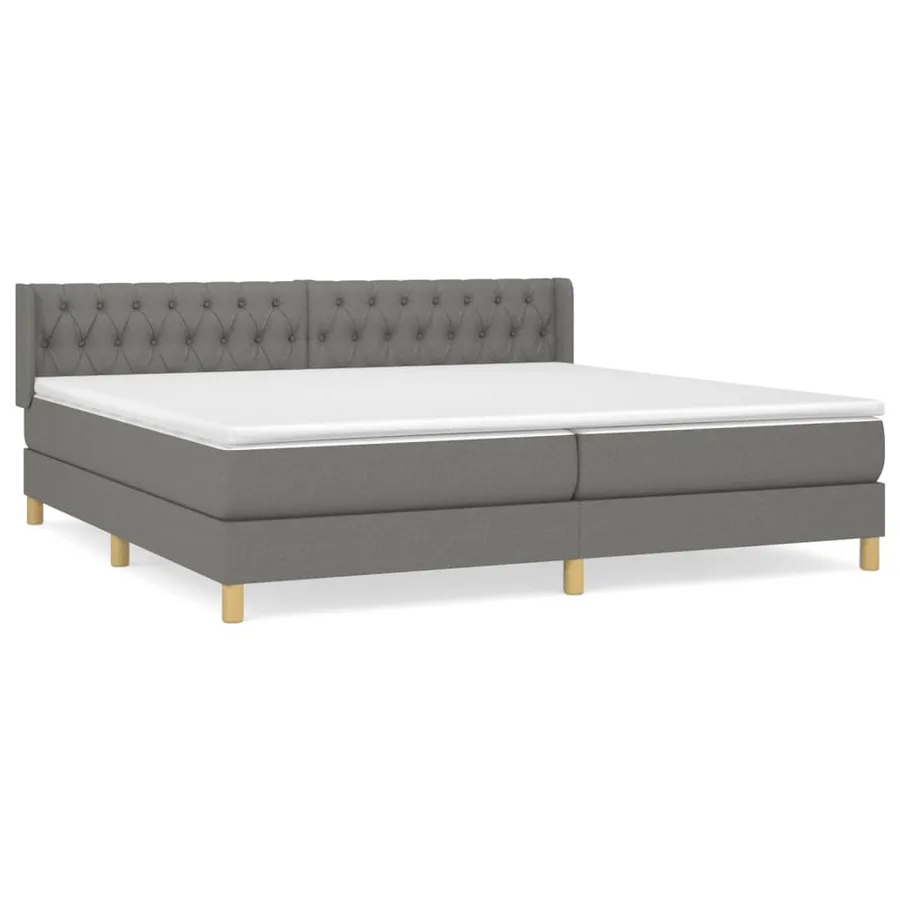 Sommier à lattes de lit avec matelas Gris foncé 200x200cm Tissu - 2