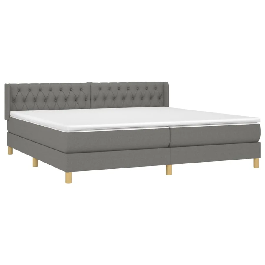 Sommier à lattes de lit avec matelas Gris foncé 200x200cm Tissu - 3