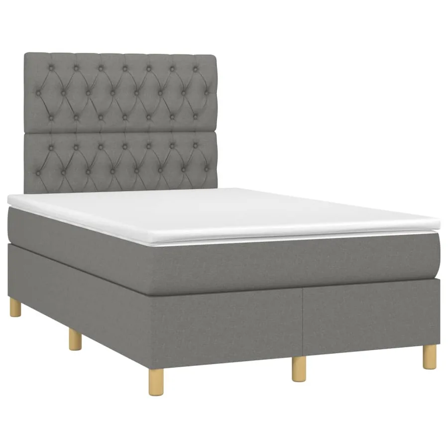 Sommier à lattes de lit et matelas et LED Gris foncé 120x200 cm - 3