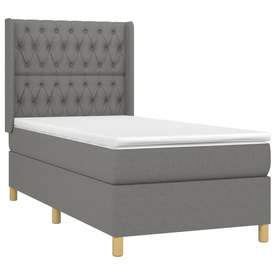 Sommier à lattes de lit matelas LED Gris foncé 100x200 cm Tissu - 4