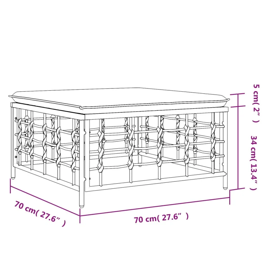 Tabouret de jardin avec coussin beige résine tressée - 7