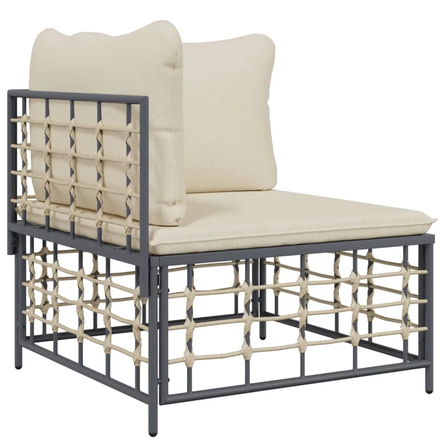 Canapé d'angle de jardin avec coussin beige résine tressée - 2