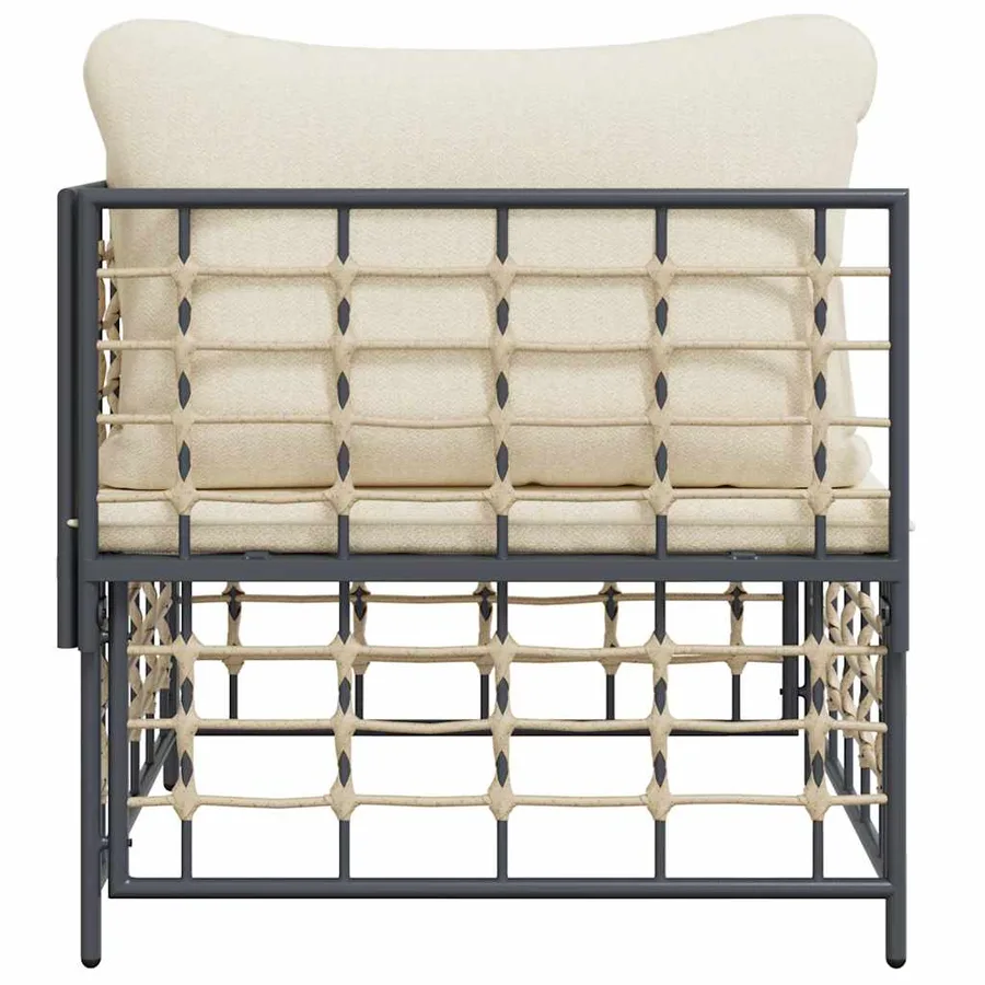Canapé d'angle de jardin avec coussin beige résine tressée - 5