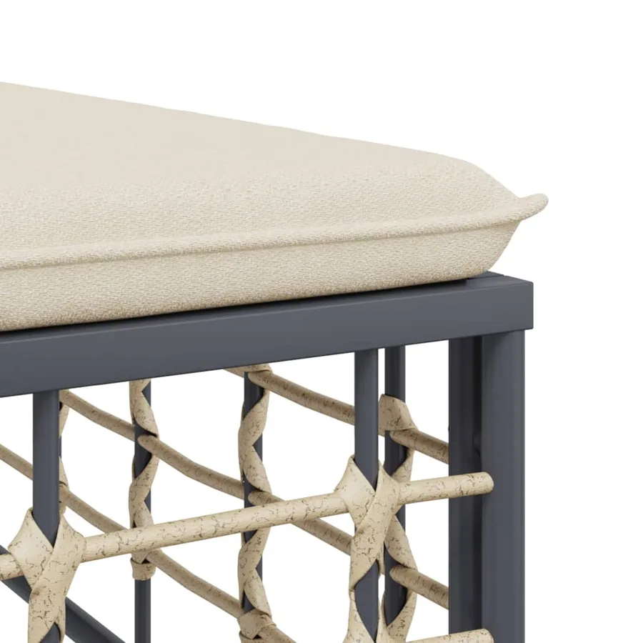 Canapé d'angle de jardin avec coussin beige résine tressée - 6