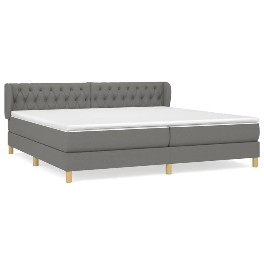 Sommier à lattes de lit avec matelas Gris foncé 200x200cm Tissu - 2