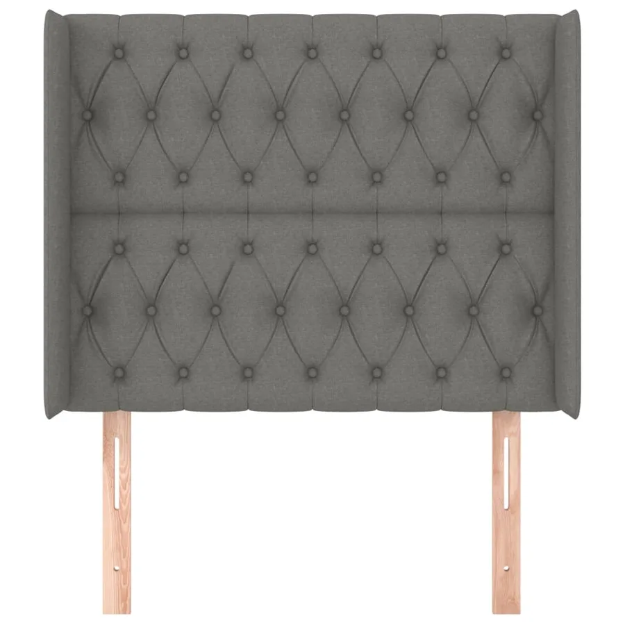 Tête de lit avec oreilles Gris foncé 103x16x118/128 cm Tissu - 3