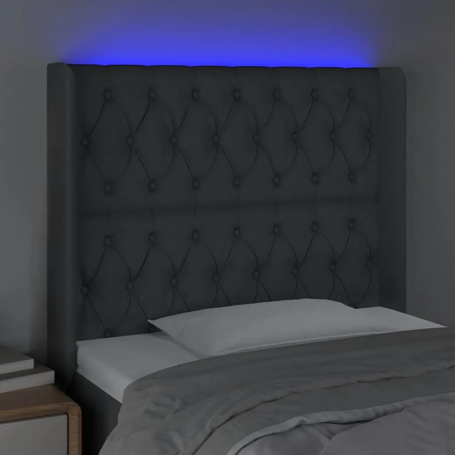 Tête de lit à LED Gris foncé 103x16x118/128 cm Tissu - 4