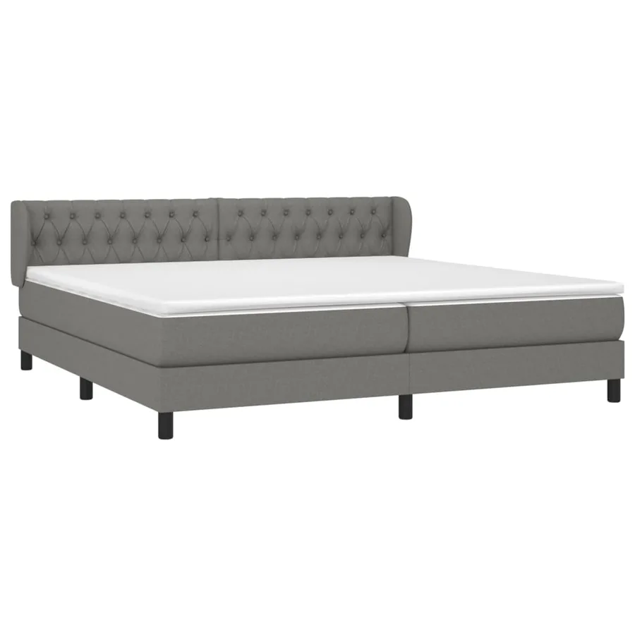 Sommier à lattes de lit avec matelas Gris foncé 200x200cm Tissu - 3