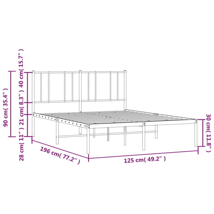 Cadre de lit métal sans matelas et tête de lit blanc 120x190 cm - 10