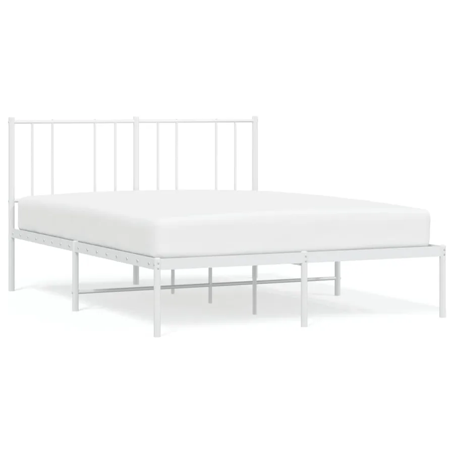 Cadre de lit métal sans matelas et tête de lit blanc 120x190 cm - 2