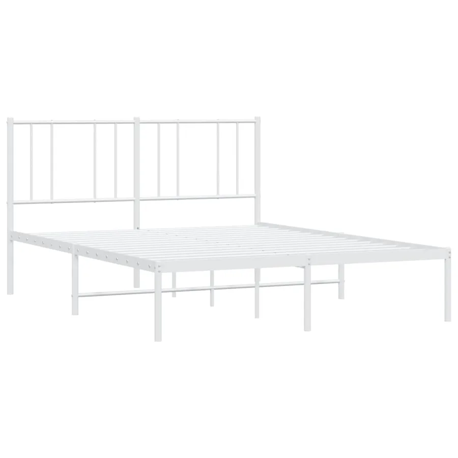 Cadre de lit métal sans matelas et tête de lit blanc 120x190 cm - 3