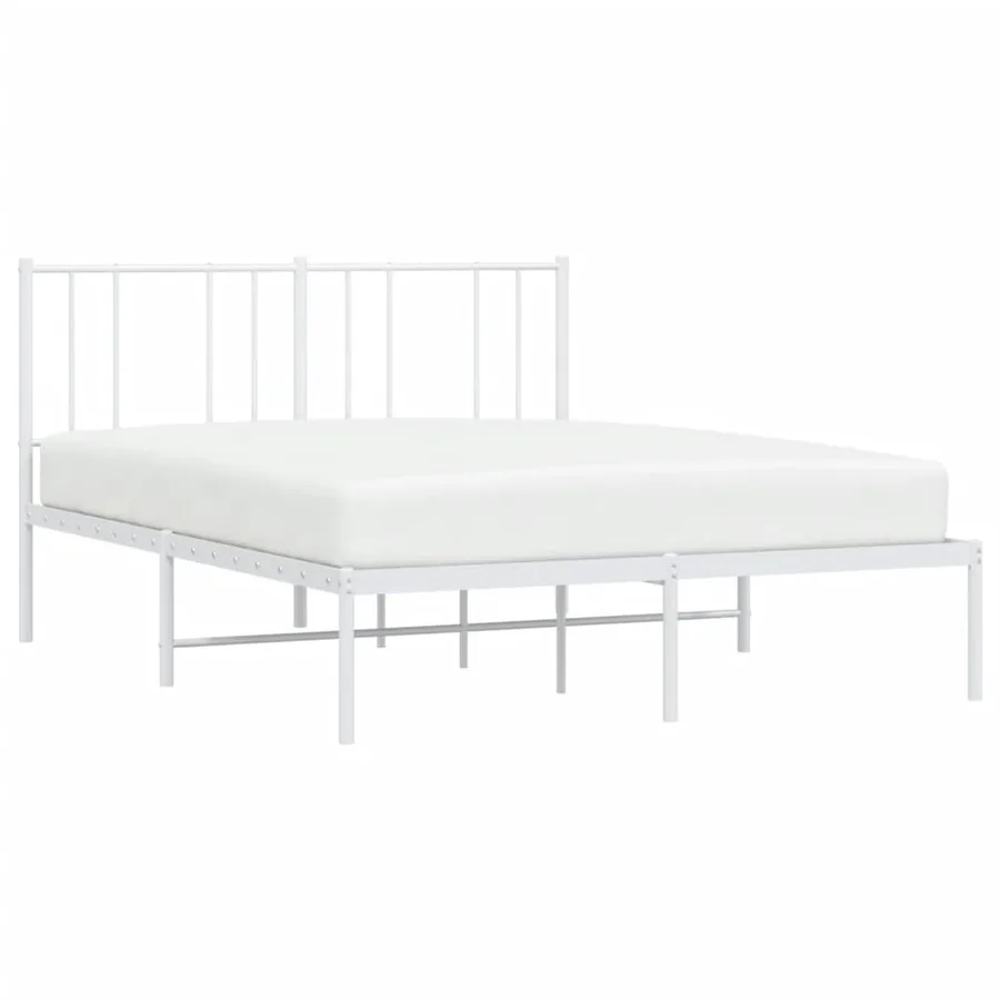 Cadre de lit métal sans matelas et tête de lit blanc 120x190 cm - 5