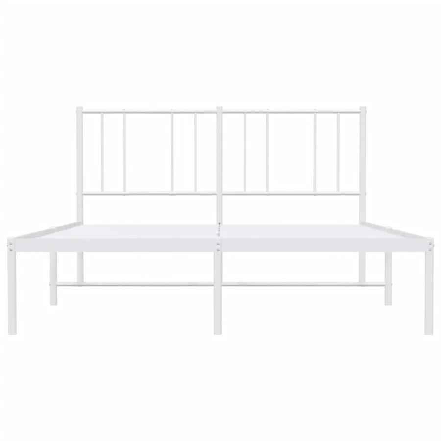 Cadre de lit métal sans matelas et tête de lit blanc 120x190 cm - 6