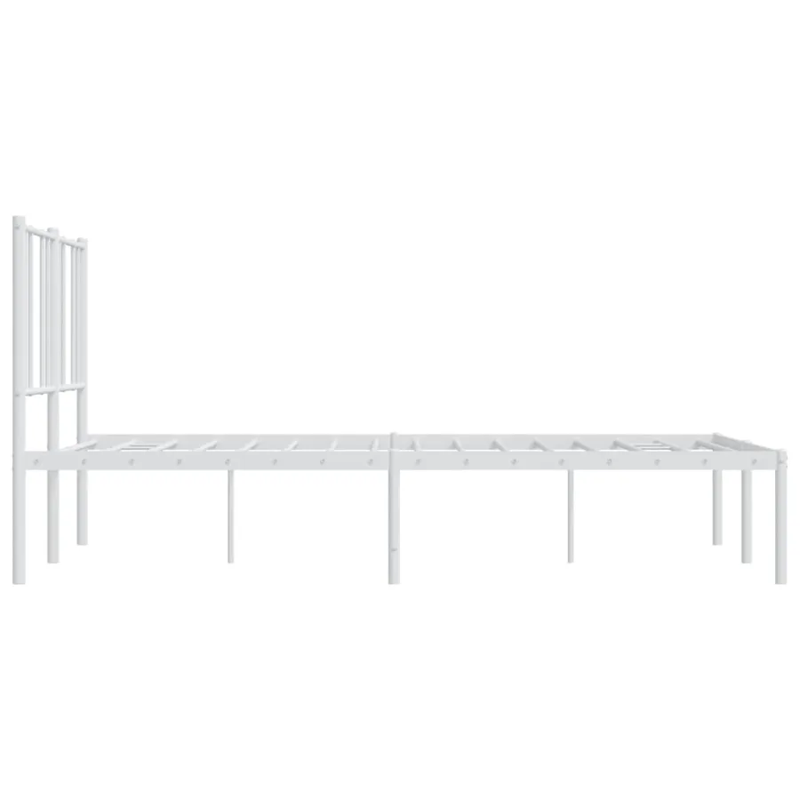 Cadre de lit métal sans matelas et tête de lit blanc 120x190 cm - 7