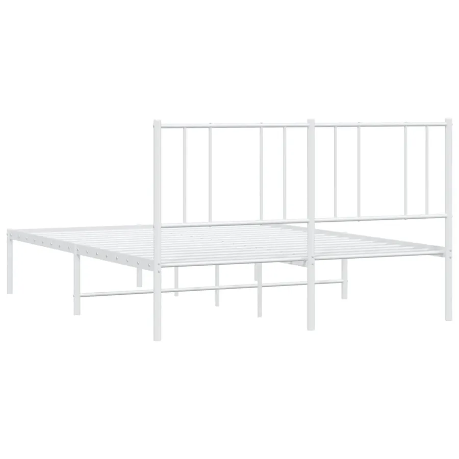 Cadre de lit métal sans matelas et tête de lit blanc 120x190 cm - 8
