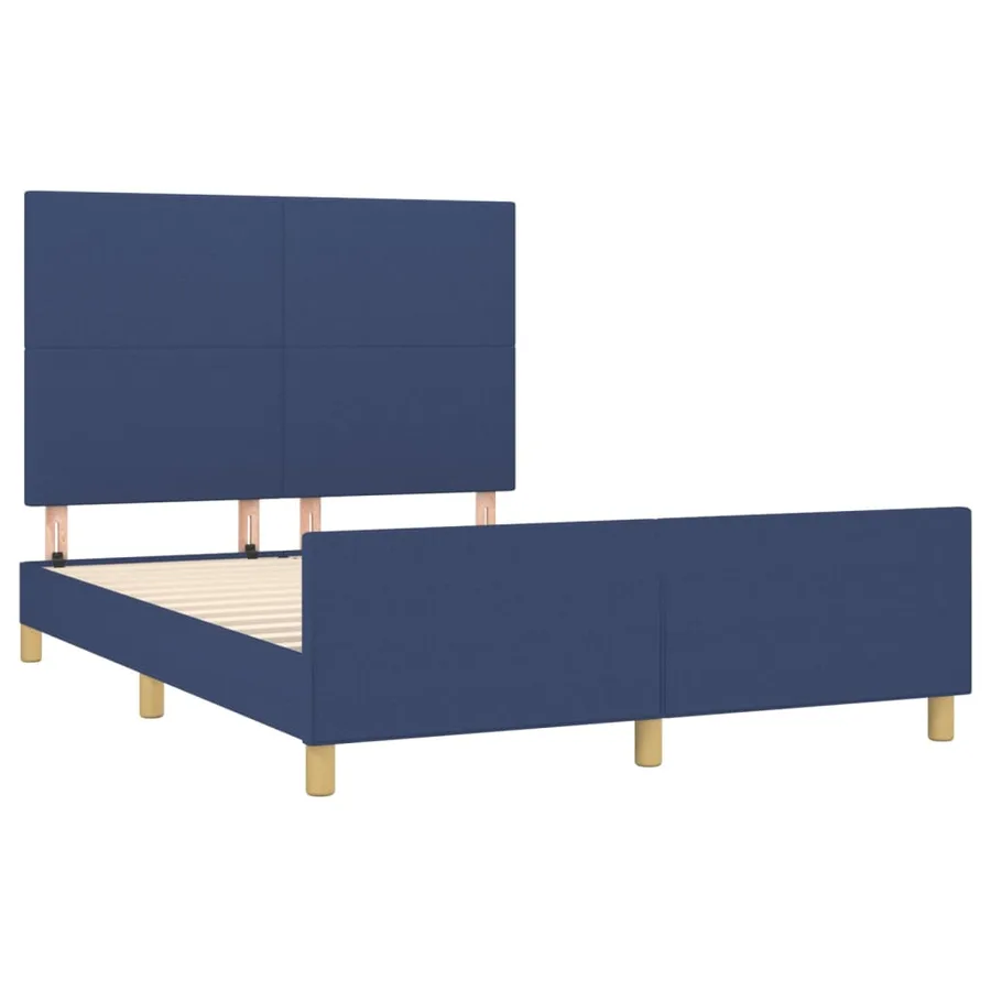 Cadre de lit sans matelas bleu 140x190 cm tissu - 4