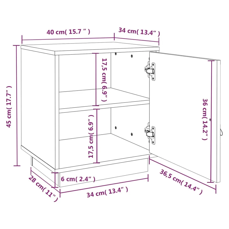 Tables de chevet 2 pcs Noir 40x34x45 cm Bois de pin massif - 10