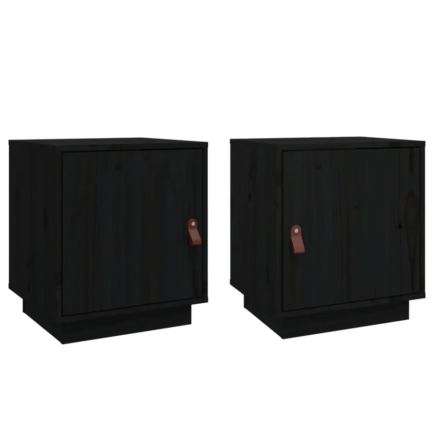 Tables de chevet 2 pcs Noir 40x34x45 cm Bois de pin massif - 2