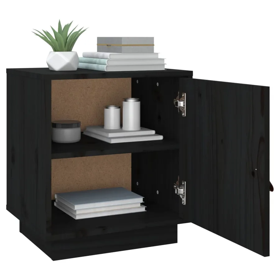 Tables de chevet 2 pcs Noir 40x34x45 cm Bois de pin massif - 5