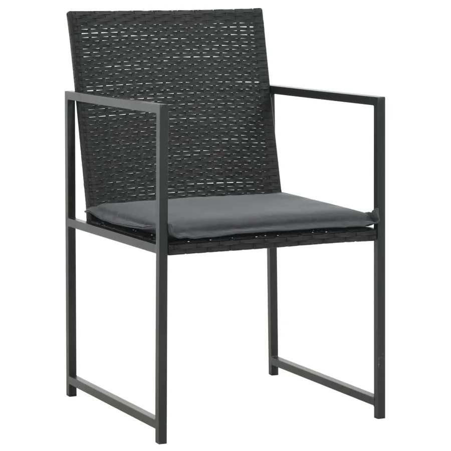 Ensemble à manger d'extérieur 7pcs coussins résine tressée noir - 3