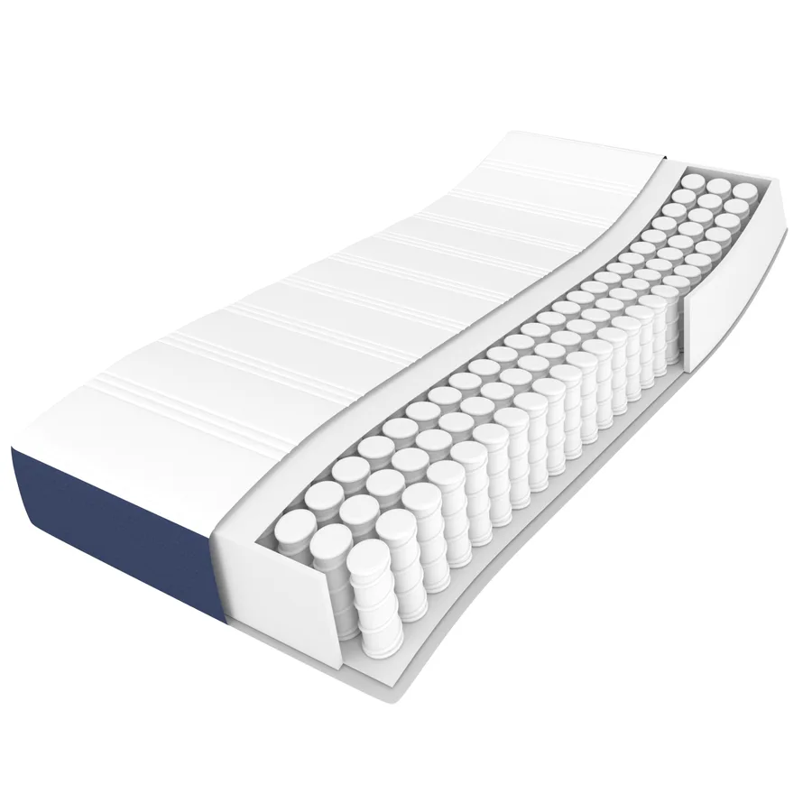 Sommier à lattes de lit avec matelas Bleu 100x200 cm Tissu - 11