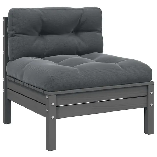 Canapé central de jardin avec coussins anthracite Gris Pin