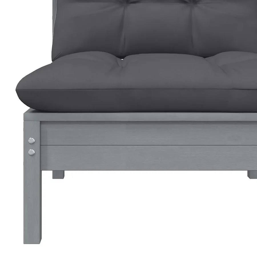 Canapé central de jardin avec coussins anthracite Gris Pin - 4