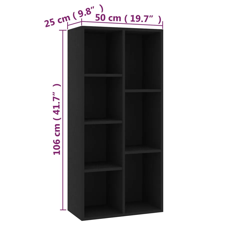 Bibliothèque Noir 50x25x106 cm Bois d'ingénierie - 6