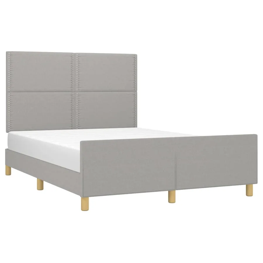 Cadre de lit sans matelas gris clair 140x200 cm tissu - 3
