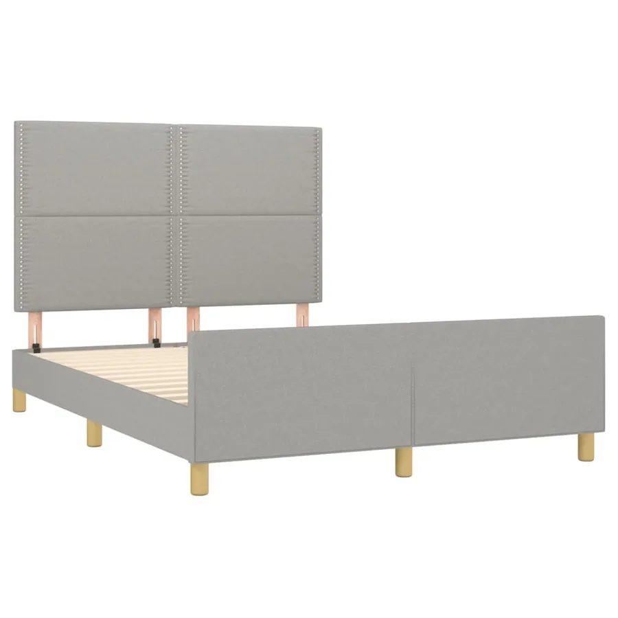 Cadre de lit sans matelas gris clair 140x200 cm tissu - 4