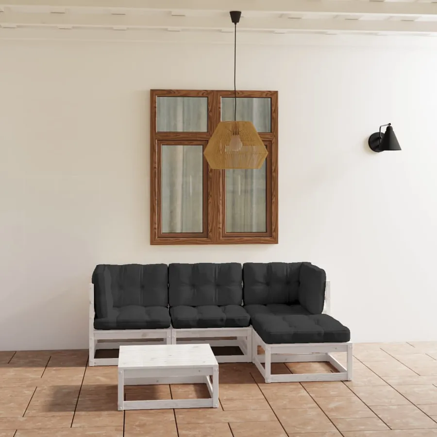 Salon de jardin 5 pcs avec coussins Bois de pin massif