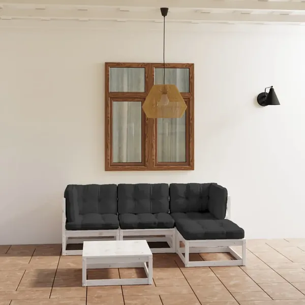 Salon de jardin 5 pcs avec coussins Bois de pin massif