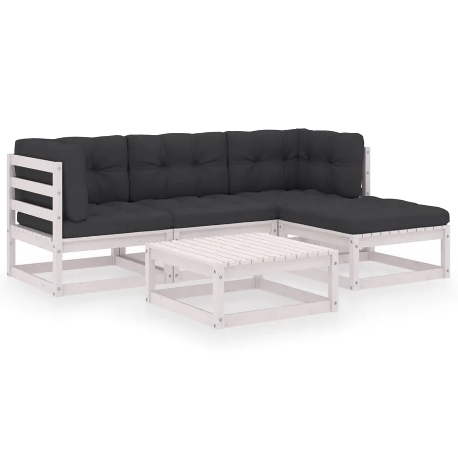 Salon de jardin 5 pcs avec coussins Bois de pin massif - 2