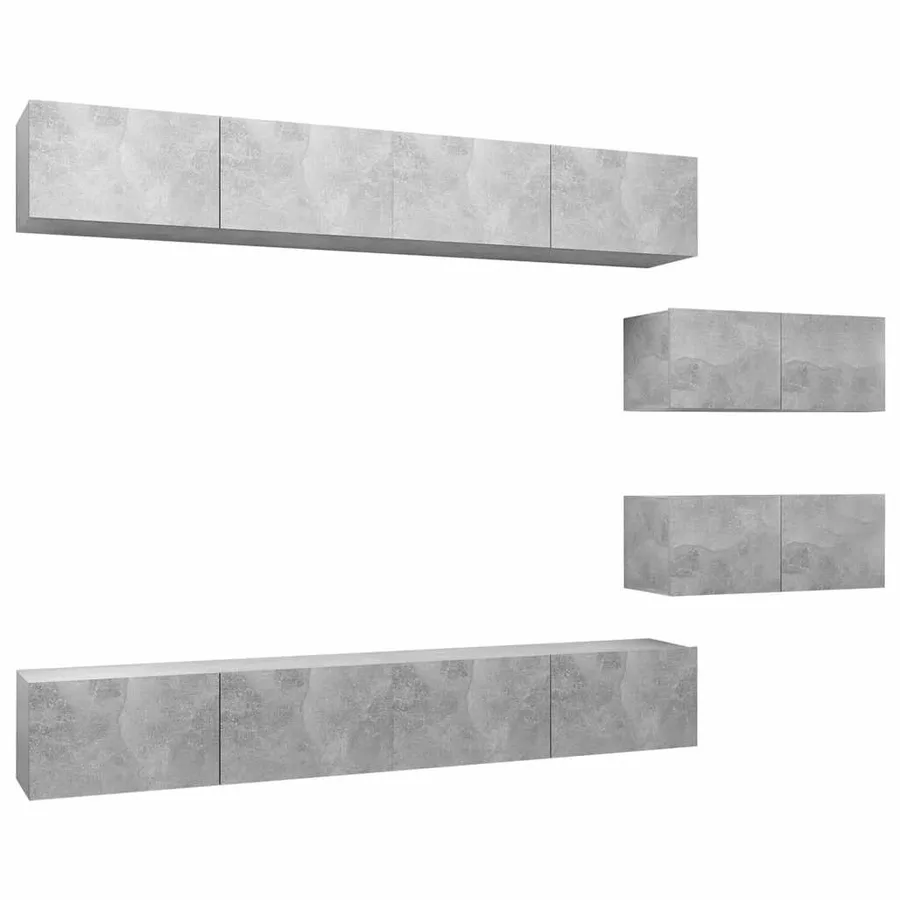 Ensemble de meubles TV 6 pcs Gris béton Bois d'ingénierie - 2
