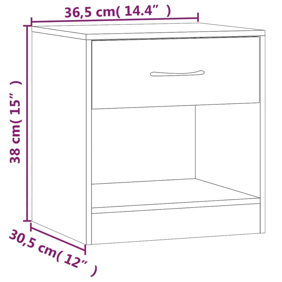 Tables de chevet 2 pcs avec tiroir Blanc brillant - 12
