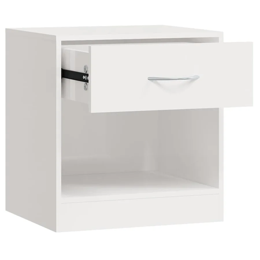 Tables de chevet 2 pcs avec tiroir Blanc brillant - 7