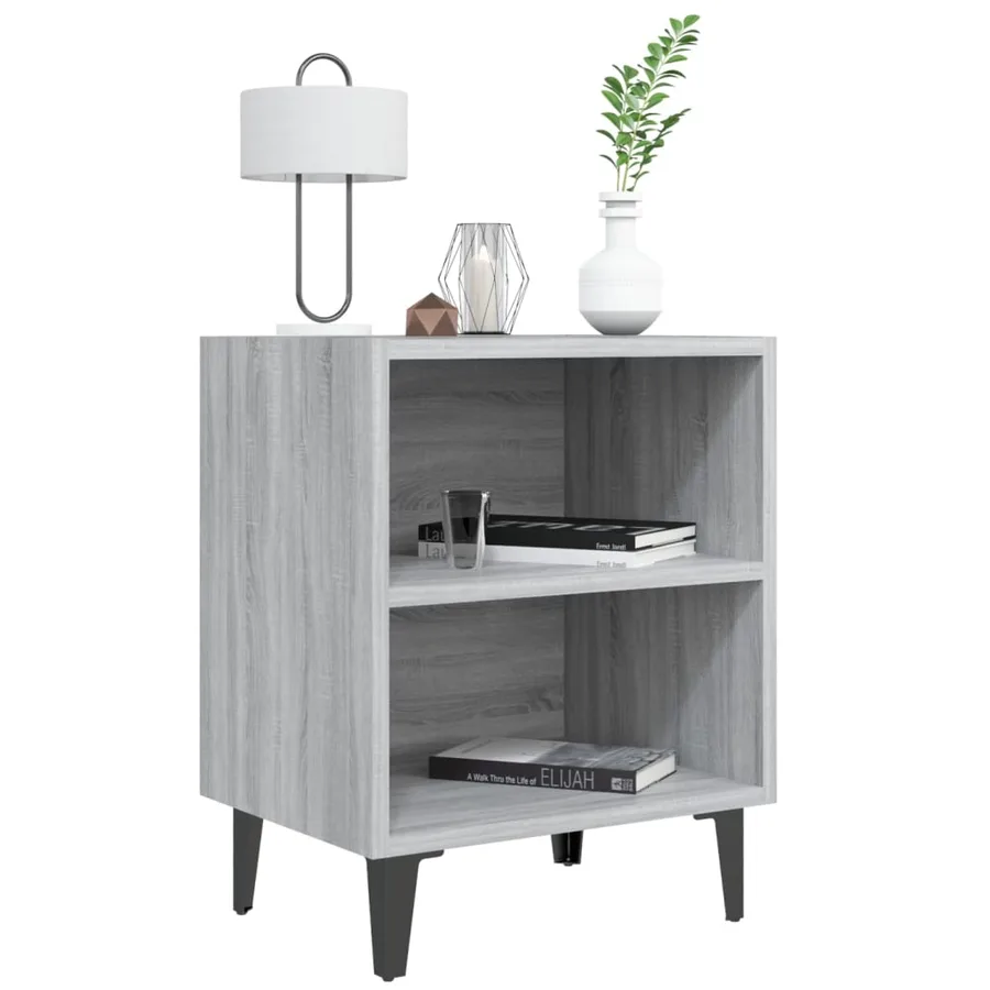 Table de chevet avec pieds en métal Sonoma gris 40x30x50 cm - 3