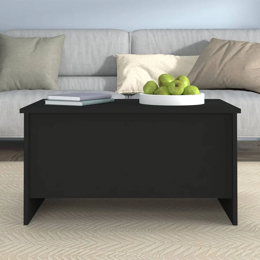 Table basse noir 80x55,5x41,5 cm bois d'ingénierie - 7