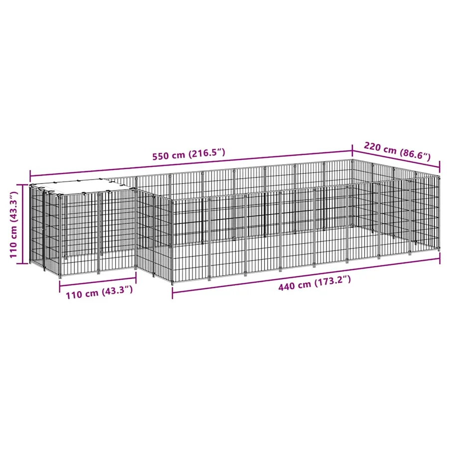 Chenil Noir 10,89 m² Acier - 7
