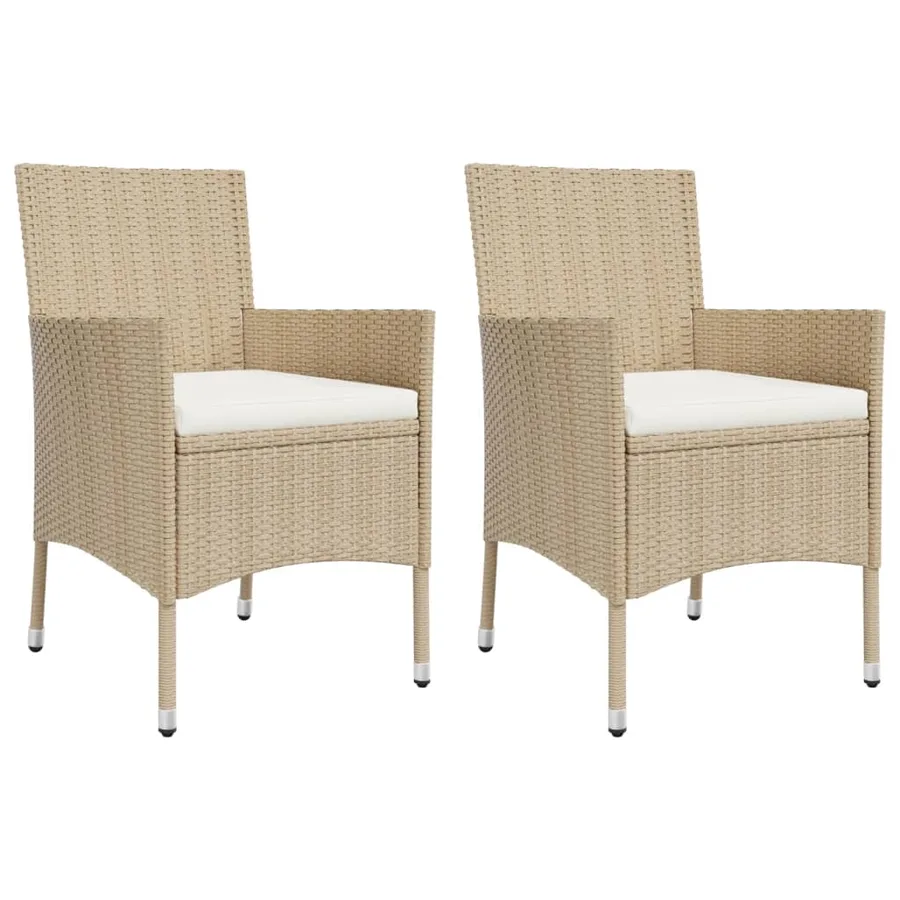 Ensemble de bistro de jardin 3 pcs coussins beige poly rotin - 4