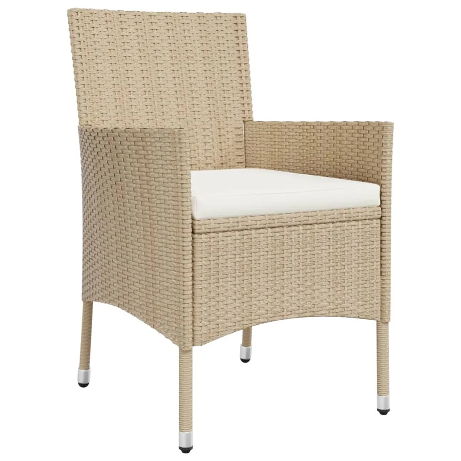 Ensemble de bistro de jardin 3 pcs coussins beige poly rotin - 5