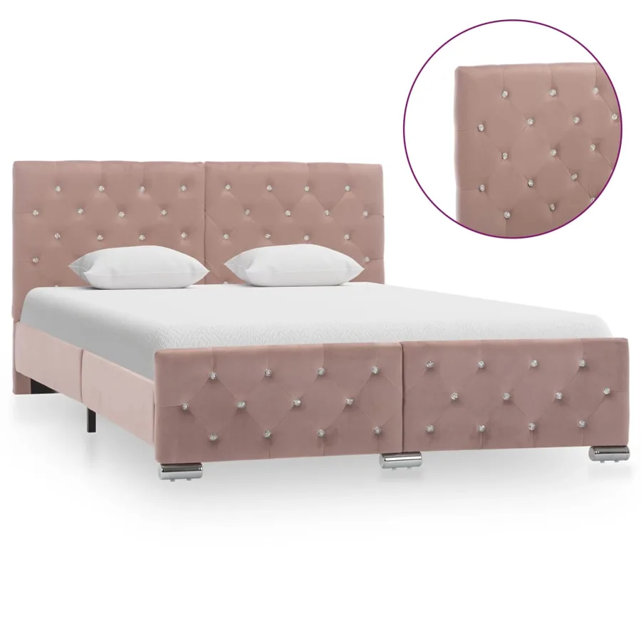 Cadre de lit sans matelas Rose Velours 140x200 cm - 3