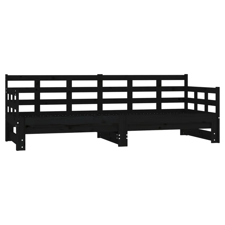 Lit coulissant sans matelas noir 2x(90x190) cm - 2