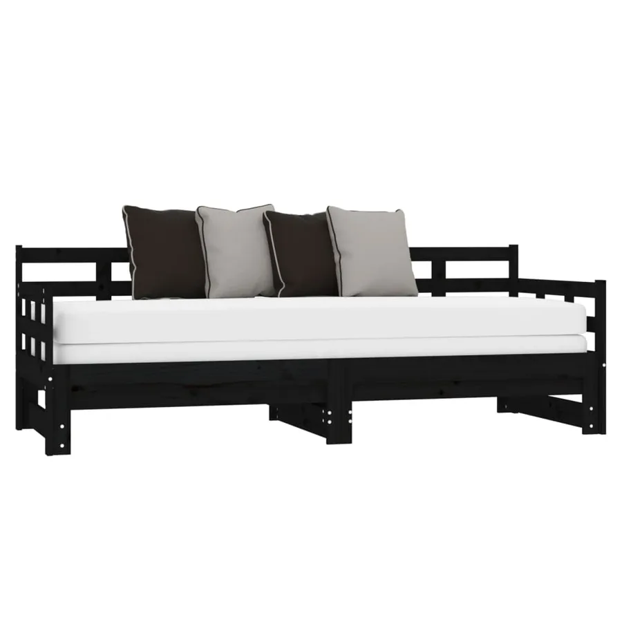 Lit coulissant sans matelas noir 2x(90x190) cm - 4