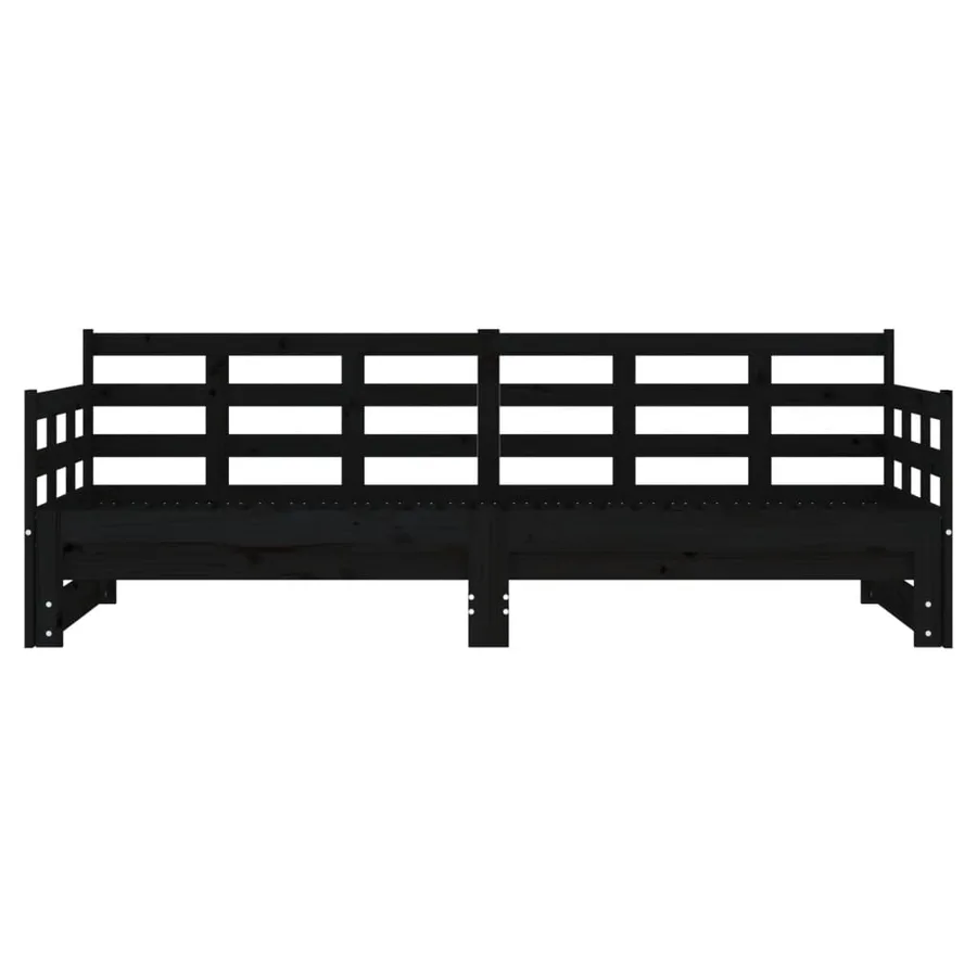 Lit coulissant sans matelas noir 2x(90x190) cm - 6
