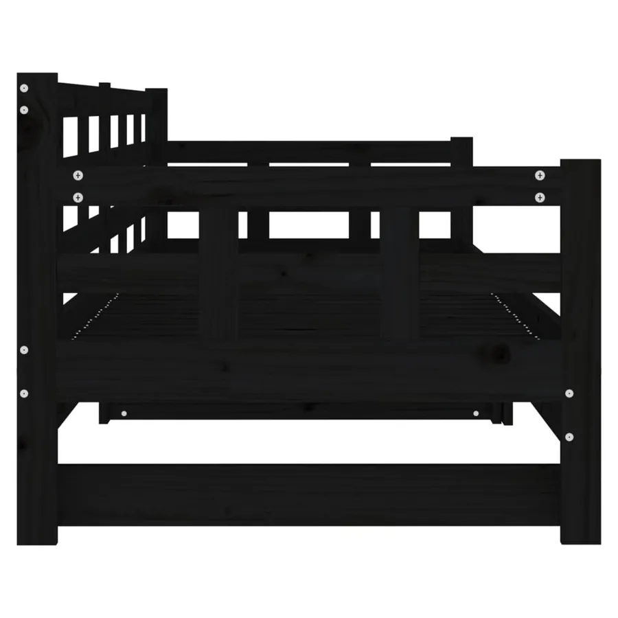Lit coulissant sans matelas noir 2x(90x190) cm - 7
