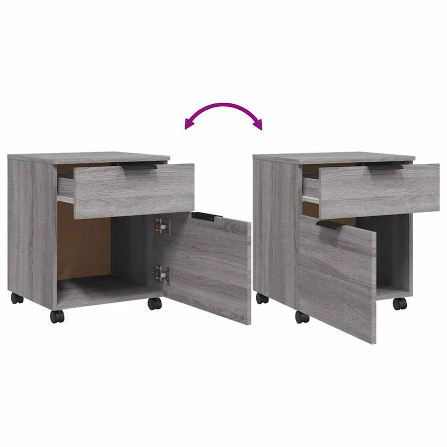Classeur mobile avec roues Sonoma gris 45x38x54 cm Bois - 6