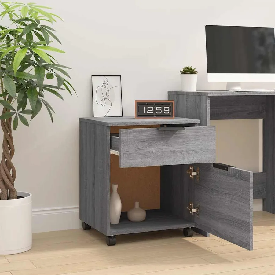 Classeur mobile avec roues Sonoma gris 45x38x54 cm Bois - 7